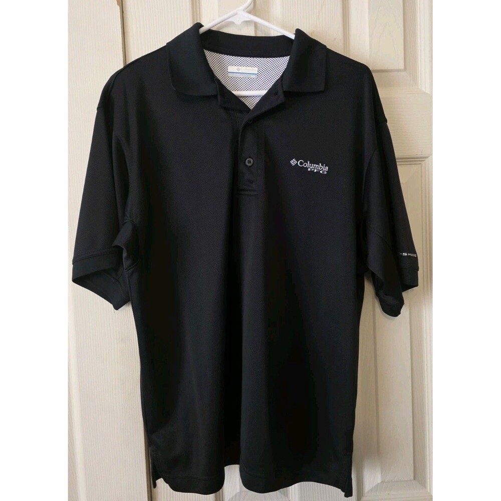 Columbia Shirt Black Mens S PFG Fishing Omni Shade Polo UPF